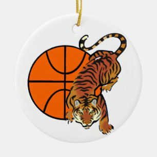 Tiger Basketball T-shirts and Gifts Ceramic Tree Decoration