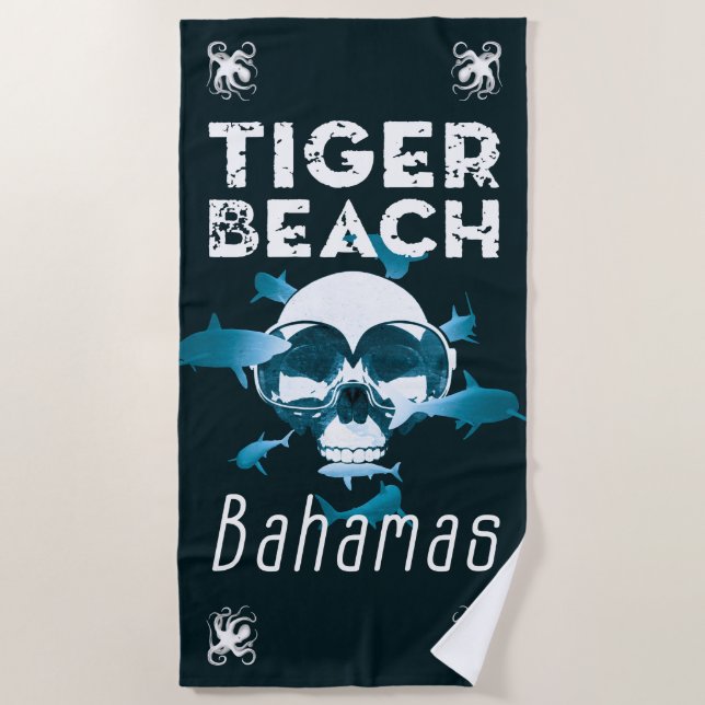 Tiger Beach Bahamas Shark Diving Towel (Front)