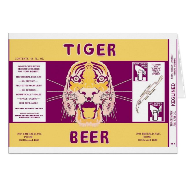 Tiger Beer Manhattan Brewing Chicago Illinois Can (Front Horizontal)
