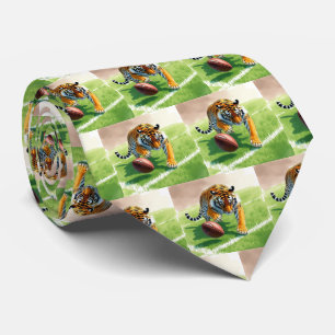 Tiger Bengal Mascot With Football Tie