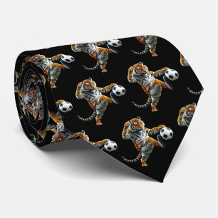 Tiger Bengal Mascot With Soccer Ball   Tie
