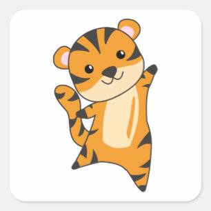 Tiger Big Cat Cute Animals For Kids Square Sticker