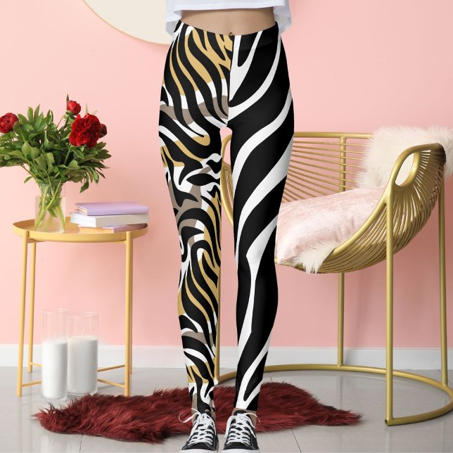 Tiger Big Cat Pattern Animal Brown White Black Fun Leggings (Creator Uploaded)