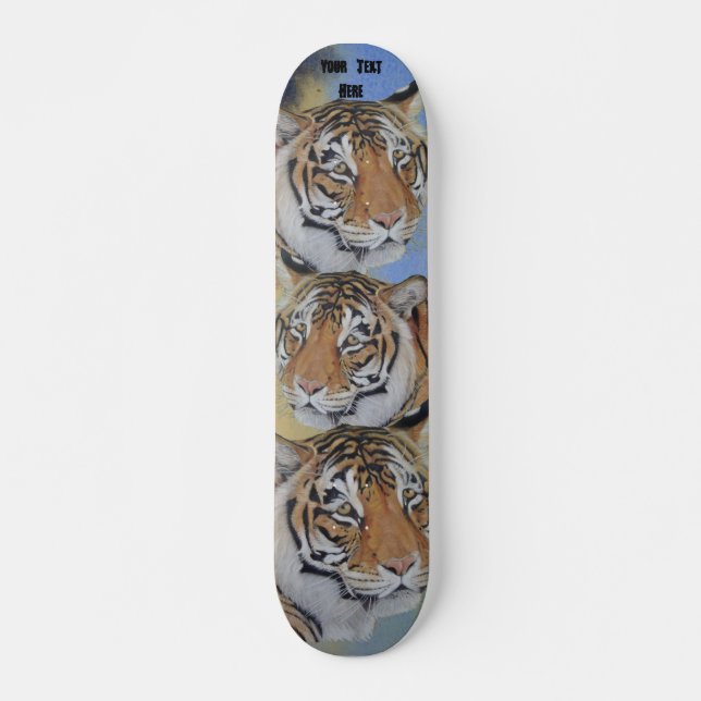 tiger big cat realist portrait art painting skateboard (Front)