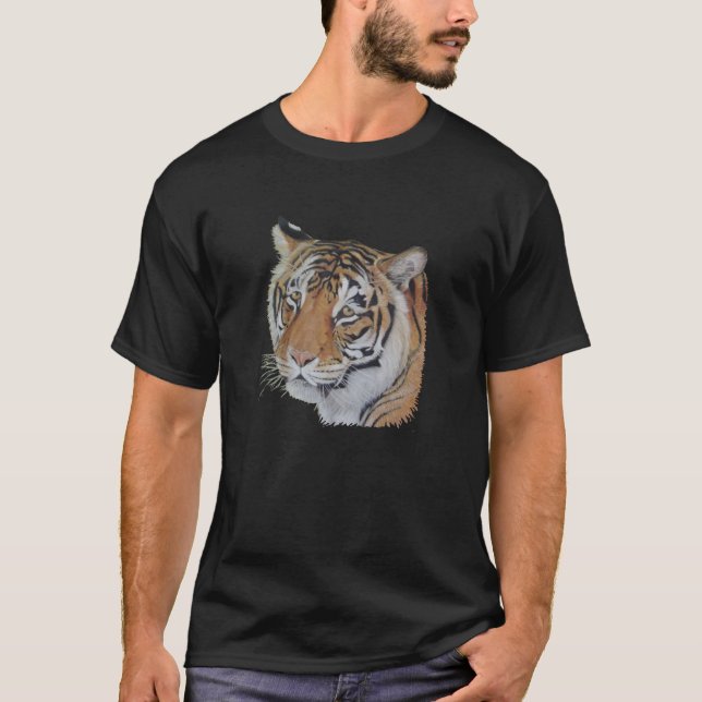 tiger big cat realist portrait art painting T-Shirt (Front)