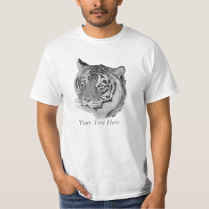 tiger big cat realist portrait painting monochrome T-Shirt