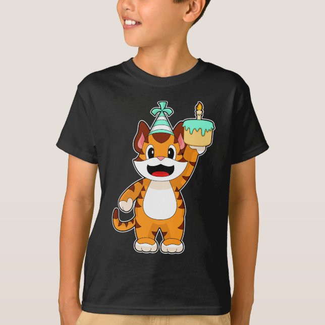 Tiger Birthday Candle Cake T-Shirt (Front)