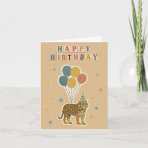 Tiger Birthday Card – Retro Collage Style