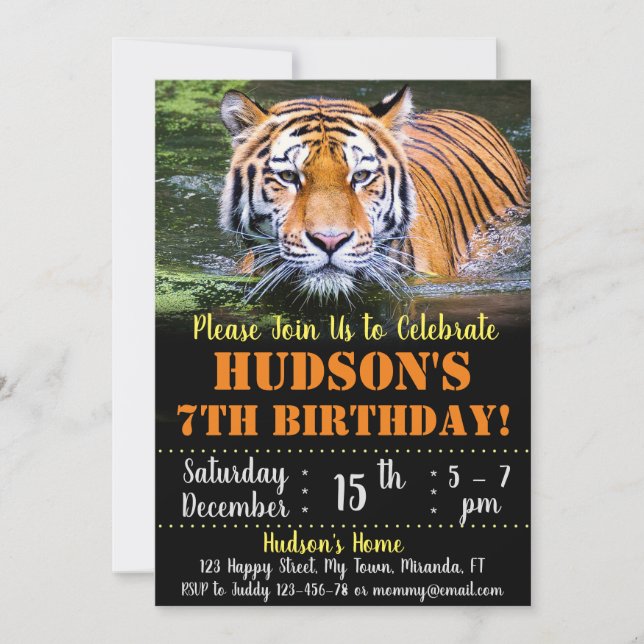 Tiger birthday invitation (Front)