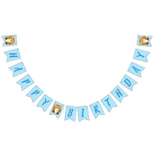 Tiger Birthday Party Blue Bunting