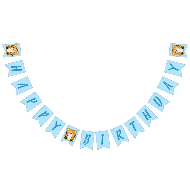 Tiger Birthday Party Blue Bunting (All)