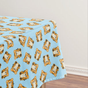 Tiger Birthday Party Blue Tablecloth