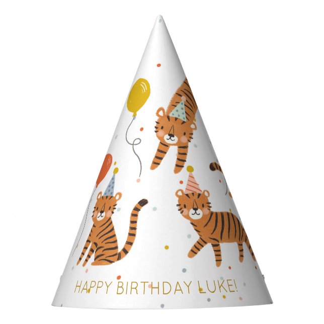Tiger Birthday Party Hat (Front)