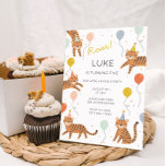 Tiger Birthday Party Invitation<br><div class="desc">A cute and fun tiger birthday party invitation. Colourful but still simple and clean these party animals are perfect for kids first birthday or for children of all ages. Easily personalise this design with your party details! Check out our matching collection for coordinating items.</div>