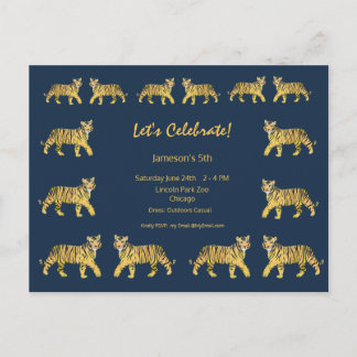 Tiger Birthday Party Invitation Postcard