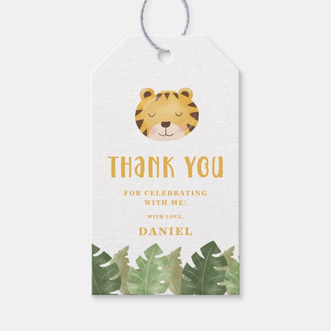 Tiger Birthday Thank You Gift Tag (Front)