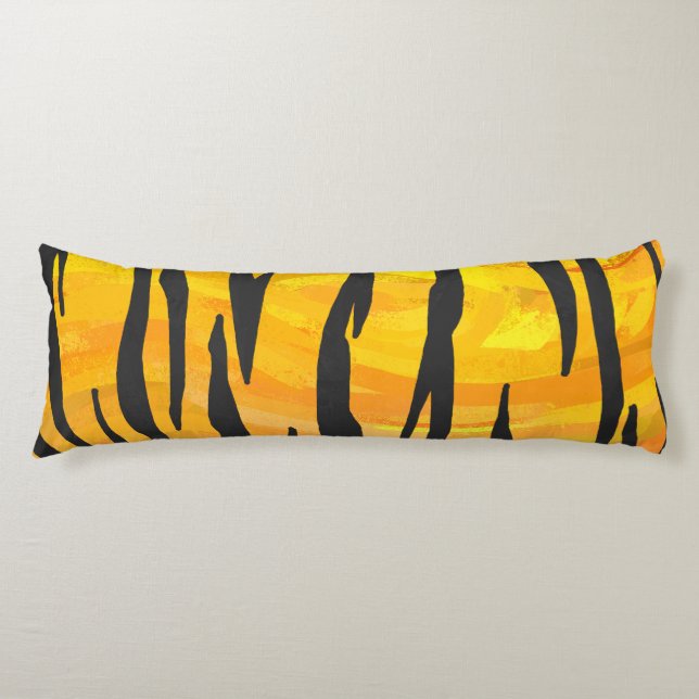 Tiger Black and Orange Print Body Cushion (Front)