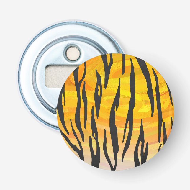 Tiger Black and Orange Print Bottle Opener (Front)
