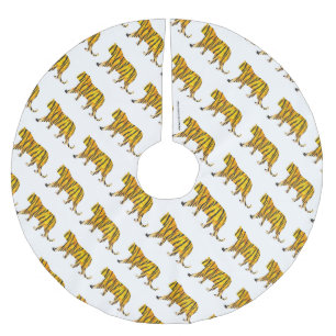 Tiger Black and Orange Print Brushed Polyester Tree Skirt