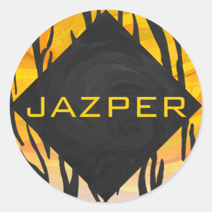Tiger Black and Orange Print Classic Round Sticker