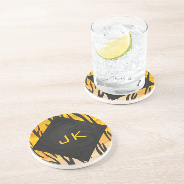 Tiger Black and Orange Print Coaster (Side)