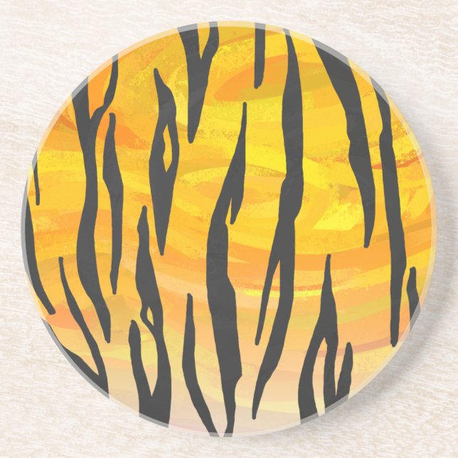 Tiger Black and Orange Print Coaster (Front)