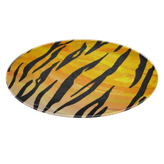Tiger Black and Orange Print Cutting Board (Corner)