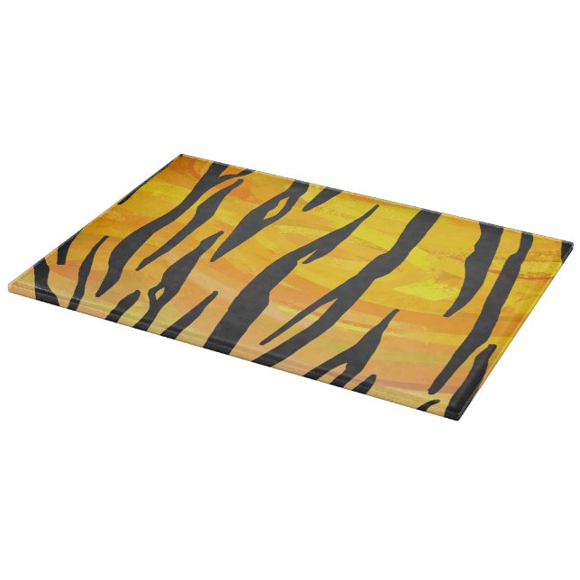 Tiger Black and Orange Print Cutting Board (Corner)