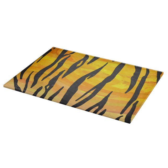 Tiger Black and Orange Print Cutting Board (Corner)