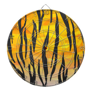 Tiger Black and Orange Print Dartboard