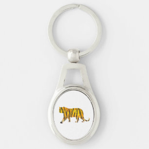 Tiger Black and Orange Print Key Ring