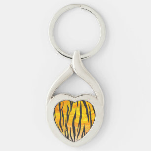Tiger Black and Orange Print Key Ring