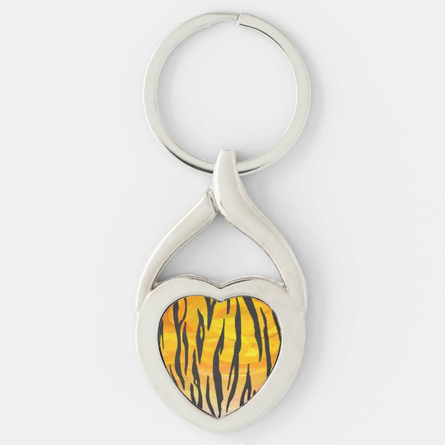 Tiger Black and Orange Print Key Ring (Front)