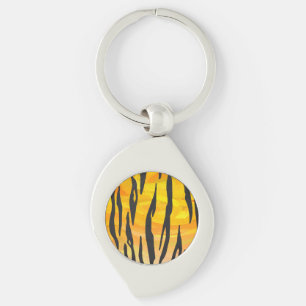 Tiger Black and Orange Print Key Ring