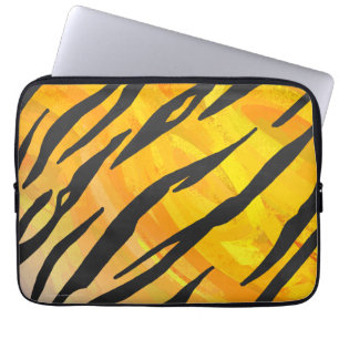 Tiger Black and Orange Print Laptop Sleeve