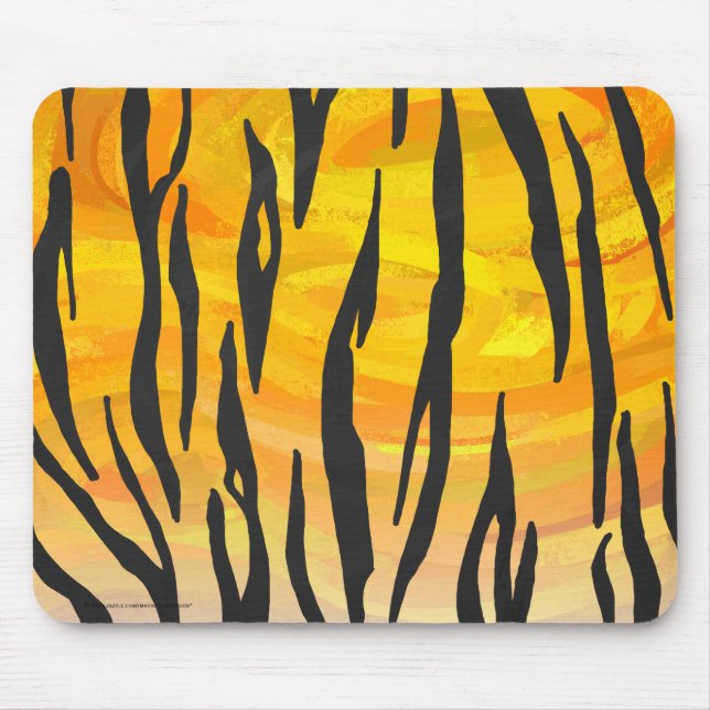 Tiger Black and Orange Print Mouse Mat (Front)