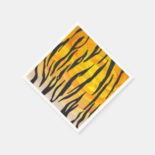 Tiger Black and Orange Print Napkin