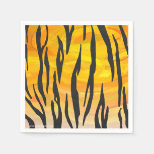 Tiger Black and Orange Print Napkin