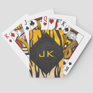 Tiger Black and Orange Print Playing Cards