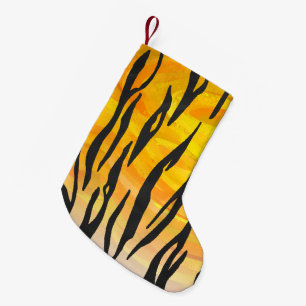 Tiger Black and Orange Print Small Christmas Stocking