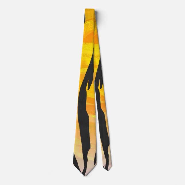 Tiger Black and Orange Print Tie (Front)