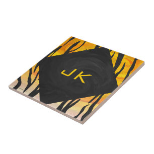 Tiger Black and Orange Print Tile