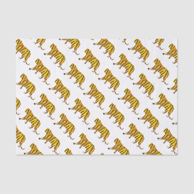 Tiger Black and Orange Print Tissue Paper (Front)