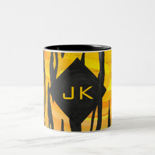 Tiger Black and Orange Print Two-Tone Coffee Mug