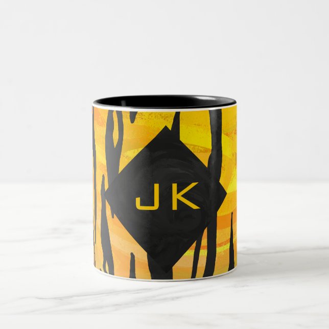Tiger Black and Orange Print Two-Tone Coffee Mug (Center)