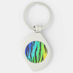 Tiger Black and Rainbow Gifts Key Ring