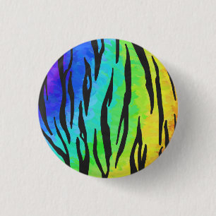 Tiger Black and Rainbow Print 3 Cm Round Badge