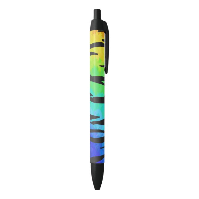 Tiger Black and Rainbow Print Black Ink Pen (Bottom (Vertical))