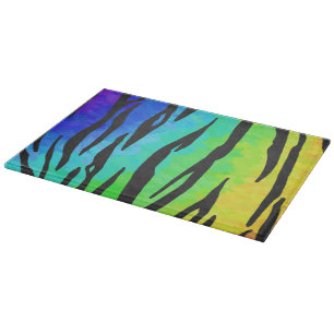 Tiger Black and Rainbow Print Cutting Board