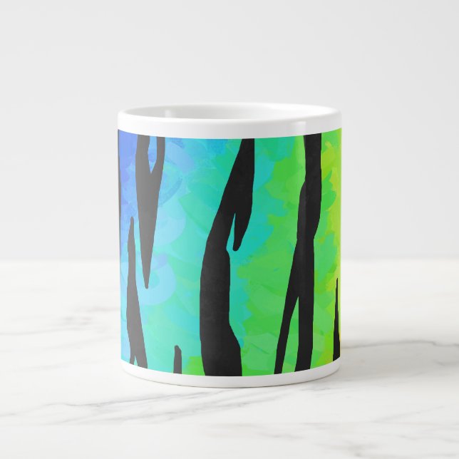 Tiger Black and Rainbow Print Large Coffee Mug (Front)